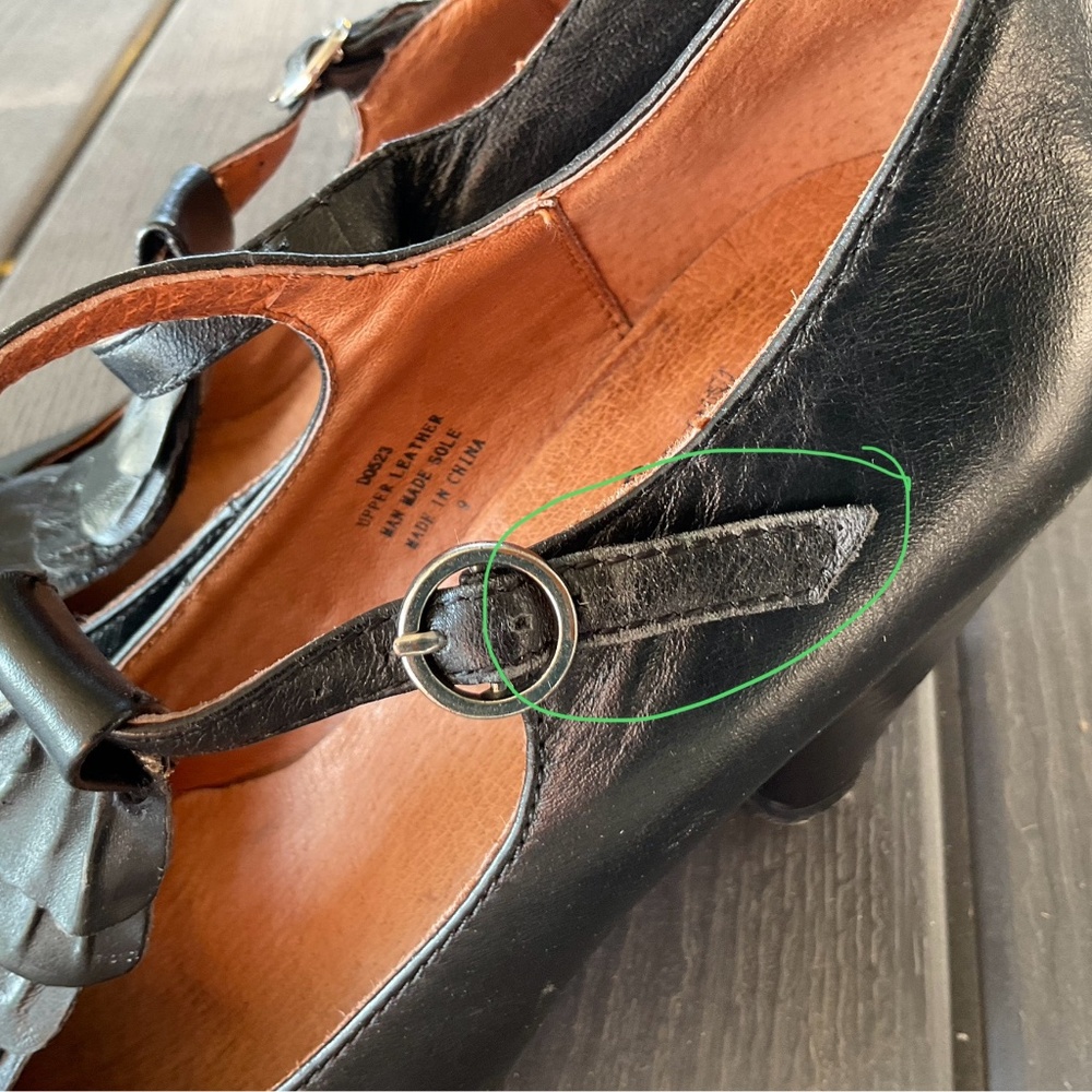 Crown Vintage Women’s Size 9M Heels Black Leather Buckle Ankle Strap Retro - Picture 12 of 16